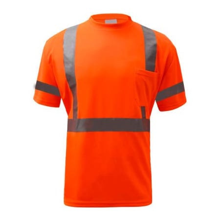 Gss Safety GSS Safety 5008, Class 3, Hi-Viz Moisture Wicking Birdseye Short Sleeve T-Shirt, Orange, XL Tall 5008-XL TALL